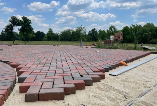 Paver patio under construction