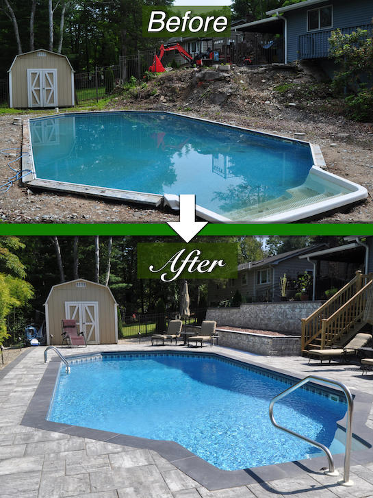 Before and after of pool renovation