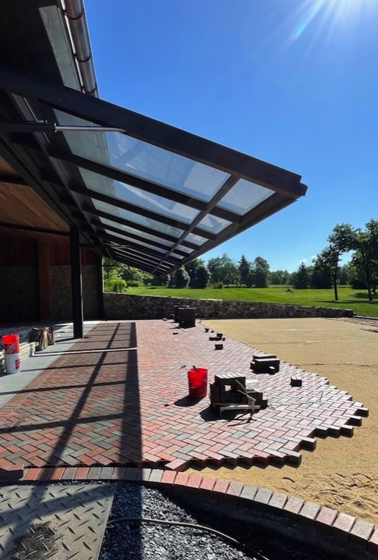 Paver driveway under construction