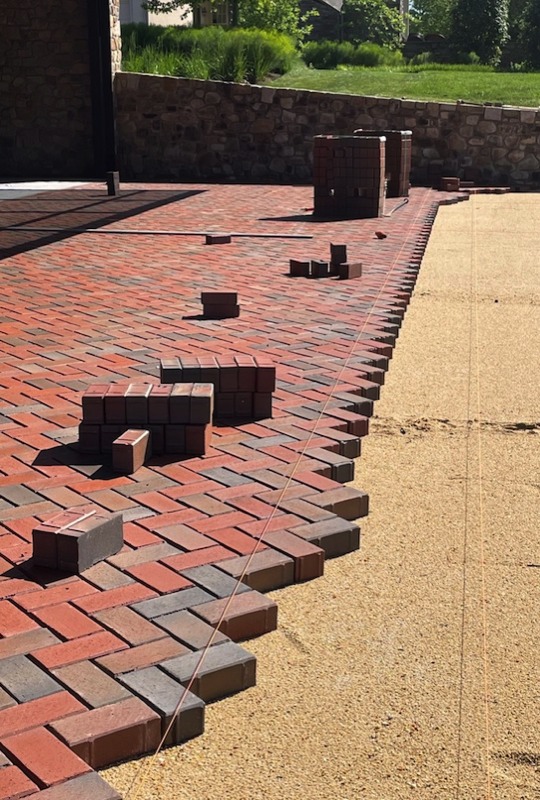 Paver driveway under construction